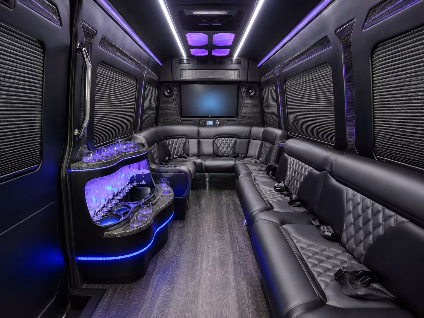 kansas city 25 passenger party bus interior